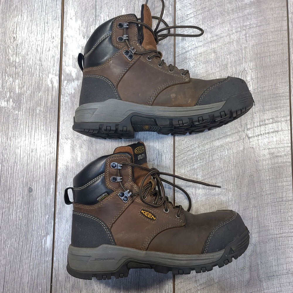 KEEN Utility Work Boots Women 8 Brown Waterproof Carbon Toe Leather Lace Up - Picture 7 of 9